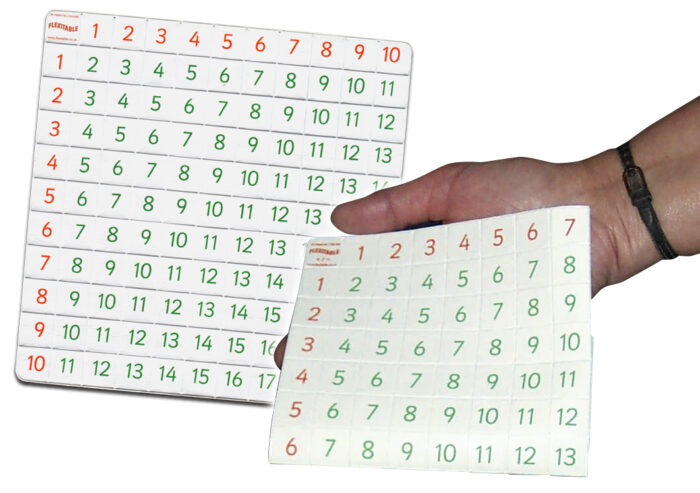 Person holding Flexitable Addition and Subtraction folded