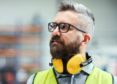 Man at work with headphones