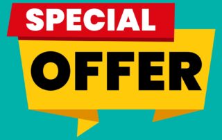 Special offer banner in red and yellow