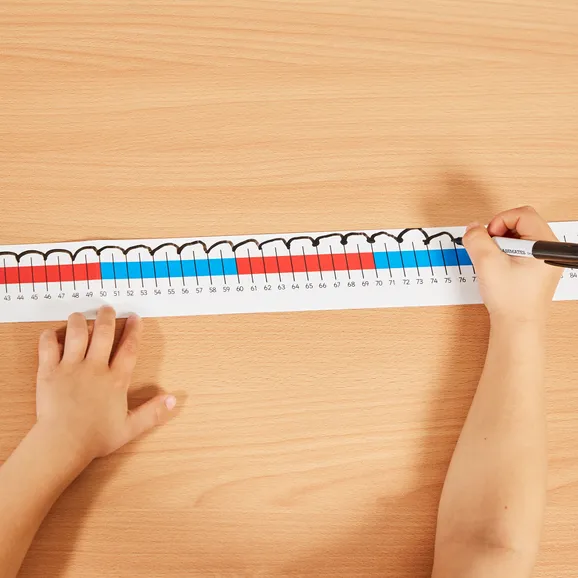 Number line from 0 to 100 that is suitable for using on a table and can be drawn on.