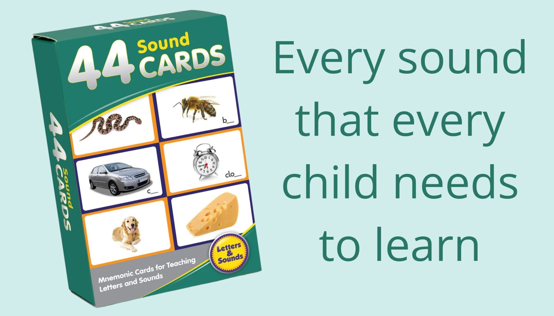 Pack of 44 sound cards with mnemonic and pictures