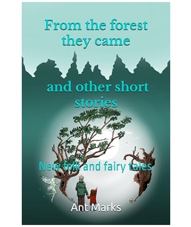 Front cover of 'From the forest they came' - a teal coloured image with two people stood by a forest