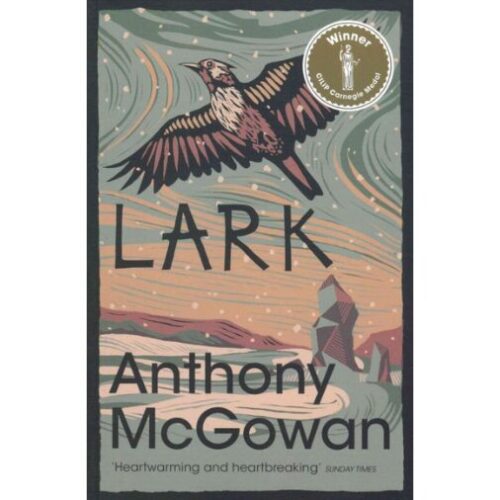 Cover of Lark. A bird flies over a snowy scene.