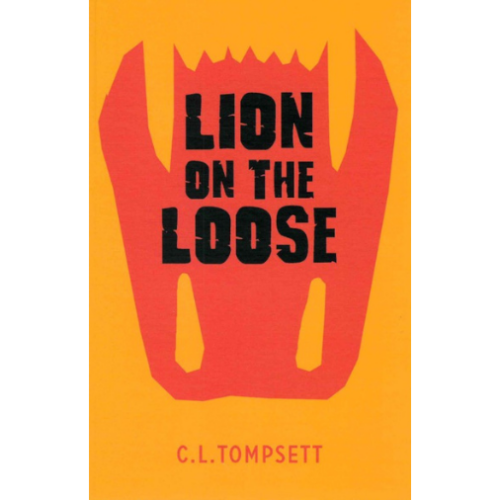 Front cover of Lion on the Loose - and abstract image of a red lion on an orange background