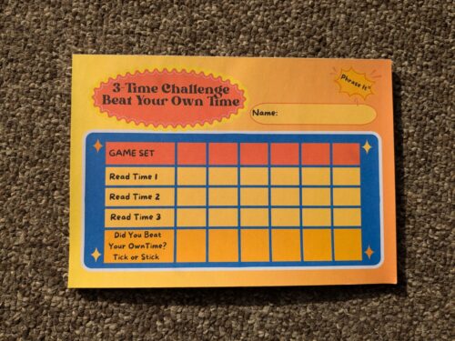 3-Time Challenge Score sheets