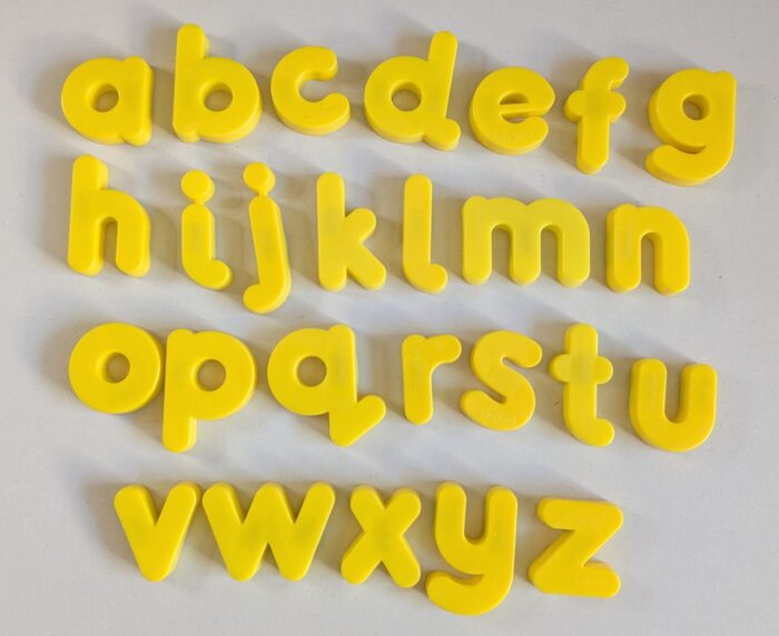 Yellow magnetic letters